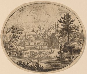 Bir Nehrin Kıyısında Hamlet, muhtemelen c. 16451656. by Allart van Everdingen