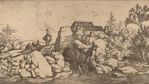 Bir Taş Köprüde Süvari, muhtemelen c. 16451656. by Allart van Everdingen