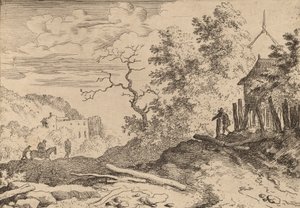Bir Çit Kalıntıları ile Kulübe, muhtemelen c. 16451656. by Allart van Everdingen