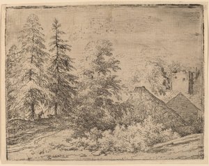 İki Köknar Ağacı Arasındaki Adam, muhtemelen c. 16451656. by Allart van Everdingen