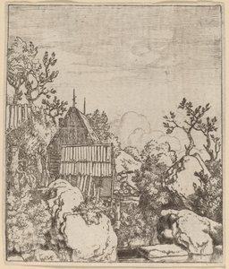 Küçük Ahşap Köprü Üzerindeki Adam by Allart van Everdingen