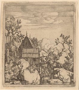 Küçük Ahşap Köprü Üzerindeki Adam by Allart van Everdingen