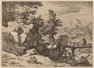Küçük Tahta Köprüdeki Adam, muhtemelen c. 16451656. by Allart van Everdingen