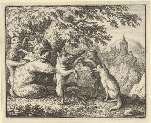 Aslan Emriyle Ayıdan Bir Parça Deri Alınır, Ön Patilerinden Bir Parça..., 1650-75. by Allart van Everdingen
