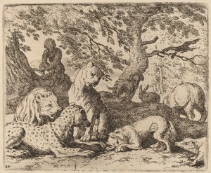 Reynard Hikâyesini Sarıyor ve Babasına Yanlış Yapıyor, muhtemelen c. 16451656. by Allart van Everdingen