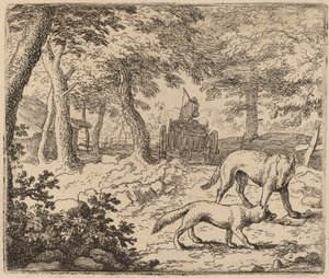 Balık Arabasından önce Reynard ve Kurt, muhtemelen c. 16451656. by Allart van Everdingen