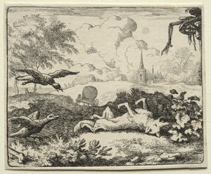 Tilki Reynard: Reynard Ölüm Numarası Yapıyor. by Allart van Everdingen