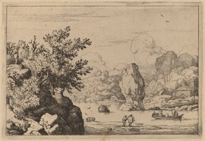 Bir Nehrin Ortasındaki Kaya, muhtemelen c. 16451656. by Allart van Everdingen