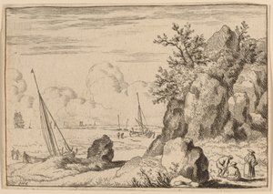 Sağda Üç Figürlü Deniz Manzarası, muhtemelen c. 16451656. by Allart van Everdingen