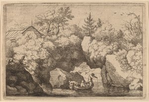 Bir Yarık Kayanın altında Skiff, muhtemelen c. 16451656. by Allart van Everdingen
