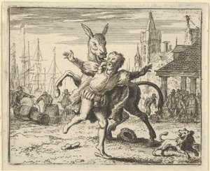 Köpeğin Sahibinden Gördüğü Dikkati Kıskanan Eşek, Taklit Eder..., 1650-75. by Allart van Everdingen