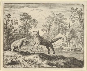 Porsuk Yerdeki Bir Çubuğun Üzerinden Üç Kez Atlamayı Ceza Olarak Veriyor, 1650-75. by Allart van Everdingen
