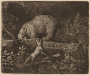 Tuzağa Düşen Ayı, muhtemelen c. 16451656. by Allart van Everdingen