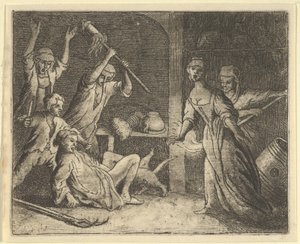 Tuzağa Yakalanan Kedi, Evdeki İnsanlar Tarafından Kötü Muamele Ediyor, 1650-75.