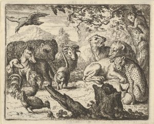 Aslan, Etrafını Çevreleyen Hayvanlara Kalıcı Barış Duyurur, 1650-75. by Allart van Everdingen
