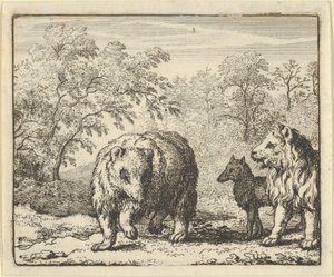 Aslan, Ayı ve Kurdu Serbest Bırakır, 1650-75. by Allart van Everdingen
