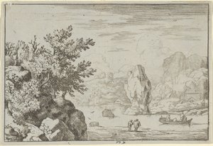 Nehrin Ortasındaki Kaya, 17. yüzyıl. by Allart van Everdingen