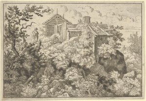 Tepedeki Üç Kulübe, 17. yüzyıl. by Allart van Everdingen