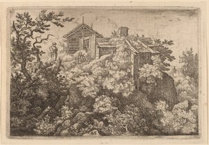 Bir Kayanın Üzerinde Üç Kulübe by Allart van Everdingen