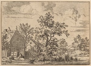 Bir Kulübenin Önünde İki Fıçı, muhtemelen c. 16451656. by Allart van Everdingen