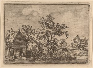 Bir Kulübenin Önünde İki Fıçı, muhtemelen c. 16451656. by Allart van Everdingen
