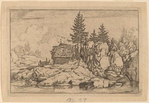 Kulübelerin Yakınında İki Köknar Ağacı by Allart van Everdingen
