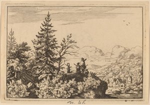 Tepede İki Adam, muhtemelen c. 16451656. by Allart van Everdingen