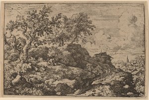 Bir Tepede Oturan İki Köylü, muhtemelen c. 16451656.