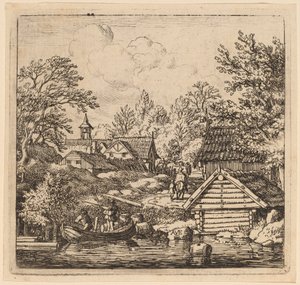 Bir Mavnayı boşaltmak, muhtemelen c. 16451656. by Allart van Everdingen