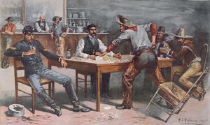 Batılı bir salonda kartlar üzerine tartışma by Allen Carter (after) Redwood