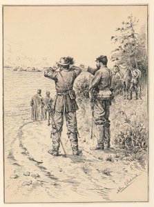Subaylar ve General Bir Deniz Savaşını İzliyor (Monitör ve Merrimac Savaşı) by Allen Carter Redwood