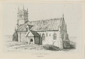 Clent - St. Kenelm Şapeli: litografi, nd [c 1840] by Allen Edward Everitt