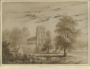 Lichfield - Aziz Çad Kilisesi: kırmızı sepya çizimi, Temmuz 1842 (çizim) by Allen Edward Everitt