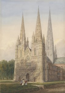 Lichfield Katedrali - Batı Cephesi: sulu boya, nd [6 Eyl 1842]