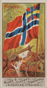 Norveç, Flags of All Nations, Series 1 N9 for Allen & Ginter Cigarettes Brands, 1887.