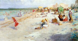 Yazın Kalabalık Bir Plaj by Alois Hans Schram