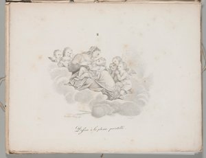 Litografi Sanatı: Bulutlar Üzerinde Madonna ve Çocuk, Levha II by Alois Senefelder