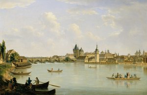 Vltava Köprüsü (Charles Köprüsü) ile Prag manzarası
