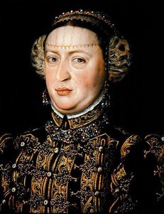 Avusturyalı Catherine, Portekiz Kraliçesi (1507-78) (meşe panel üzerine yağlı boya) by Alonso Sánchez Coello