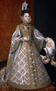 Avusturyalı Isabella Claire Eugenie - Cüce ile İnfanta Isabel Clara Eugenia (1566-1633), Magdalena Ruiz, Sanchez Coello, Alonso (1531-1588) by Alonso Sánchez Coello