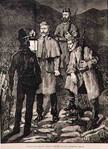 İrlanda Eyaleti: Polis Devriyesi Şüpheli Bir Kişiye Meydan Okuyor, The Illustrated London News, 8 Haziran 1881 by Aloysius C. OKelly