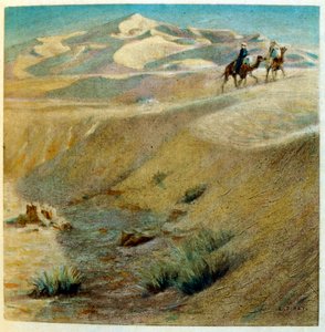 Arap yaşamının 'Serap' Sahnelerinden Dinet'in illüstrasyonu. 1906. Seraplar, Scénes De La Vie Arab, Etienne Dinet tarafından, Silman Ben Ibrahim Bamer'in yorumuyla resimlendi. Nasreddine Dinet, Alphonse-Étienne Dinet olarak doğdu; (1861-192 by Alphonse Etienne Dinet