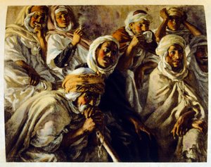 Arap yaşamının 'Serap' Sahnelerinden Dinet'in illüstrasyonu. 1906. Seraplar, Scénes De La Vie Arab, Etienne Dinet tarafından, Silman Ben Ibrahim Bamer'in yorumuyla resimlendi. Nasreddine Dinet, Alphonse-Étienne Dinet olarak doğdu; (1861-192 by Alphonse Etienne Dinet