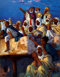 Ramazan döneminde Arapları namaz kılarken tasvir eden çizim. Nasreddine Dinet (Alphonse-Étienne Dinet) tarafından. 1861 – 1929