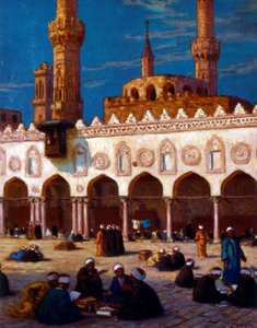 Al Ezher Üniversitesi'nde okuyan akademisyenleri ve Öğrencileri tasvir eden çizim. Nasreddine Dinet (Alphonse-Étienne Dinet) tarafından. 1861 – 1929 by Alphonse Etienne Dinet