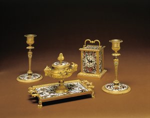 Napoleon III dört parçalı masa takımı, Duvinage ve Harinckouk tarafından kakma işi, 1877 dolayları