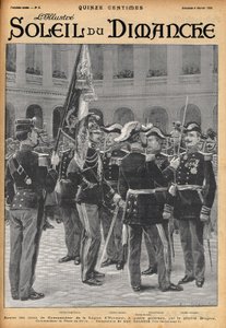 Komutanın Legion of Honor haçlarının General Brugere tarafından dört generale (Gosse Dubois, General Colonna, General Toulza, General Dalstein) sunumu. Şubat 1900