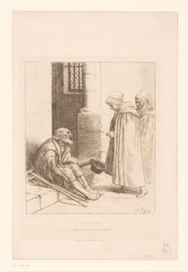 Bir merdiven üzerinde dilenci Hayır kurumu (nesne üzerindeki başlık) by Alphonse Legros