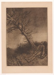 Bir ağacın altında ölü yaşlı adam Le mort du Vagabond by Alphonse Legros