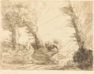 Hasatçılar Fırtınadan Şaşırdı by Alphonse Legros